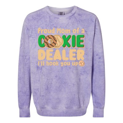 Funny Girl Scout Proud Mom Of A Cookie Dealer I'll Hook You Up Colorblast Crewneck Sweatshirt