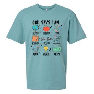 Funny God Says I Am Teacher Bible Verse Christian Teacher Teacher God Says Sueded Cloud Jersey T-Shirt