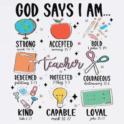 Funny God Says I Am Teacher Bible Verse Christian Teacher Teacher God Says T-Shirt