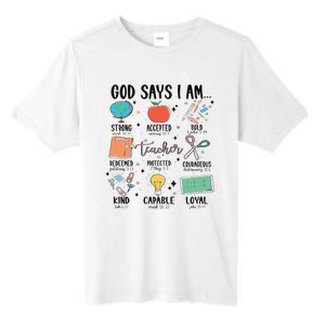 Funny God Says I Am Teacher Bible Verse Christian Teacher Teacher God Says Tall Fusion ChromaSoft Performance T-Shirt