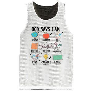 Funny God Says I Am Teacher Bible Verse Christian Teacher Teacher God Says Mesh Reversible Basketball Jersey Tank