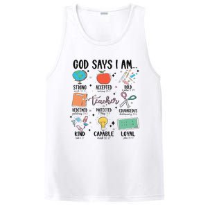 Funny God Says I Am Teacher Bible Verse Christian Teacher Teacher God Says PosiCharge Competitor Tank