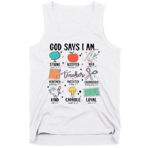 Funny God Says I Am Teacher Bible Verse Christian Teacher Teacher God Says Tank Top