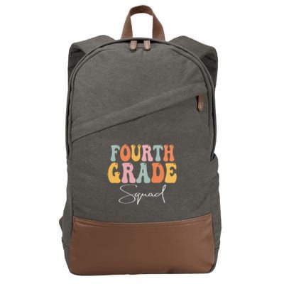 Fourth Grade Squad Retro Groovy Vintage First Day Of School Cotton Canvas Backpack