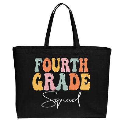 Fourth Grade Squad Retro Groovy Vintage First Day Of School Cotton Canvas Jumbo Tote