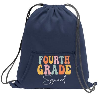 Fourth Grade Squad Retro Groovy Vintage First Day Of School Sweatshirt Cinch Pack Bag