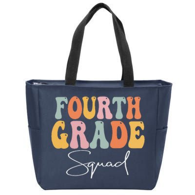 Fourth Grade Squad Retro Groovy Vintage First Day Of School Zip Tote Bag