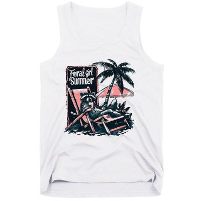 Feral Girl Summer Raccoon Gift For Girlfriend Vintage Meme Tank Top