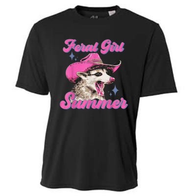 Feral Girl Summer Opossum Funny Vintage Cooling Performance Crew T-Shirt