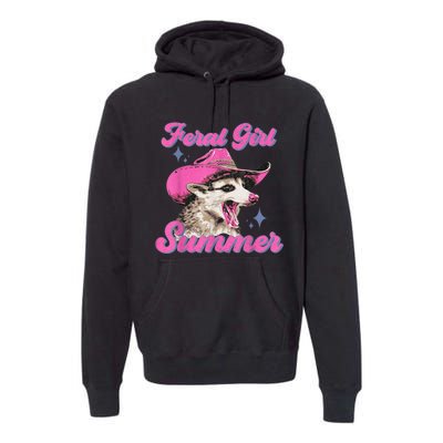 Feral Girl Summer Opossum Funny Vintage Premium Hoodie