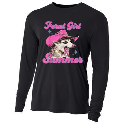 Feral Girl Summer Opossum Funny Vintage Cooling Performance Long Sleeve Crew