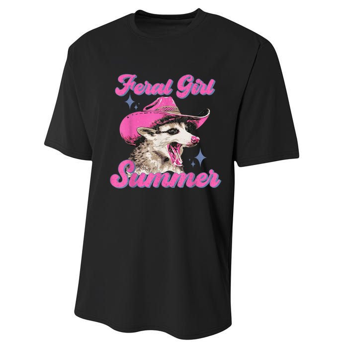 Feral Girl Summer Opossum Funny Vintage Performance Sprint T-Shirt