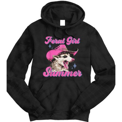 Feral Girl Summer Opossum Funny Vintage Tie Dye Hoodie