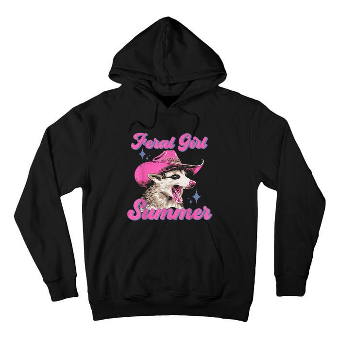 Feral Girl Summer Opossum Funny Vintage Tall Hoodie