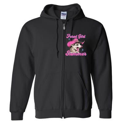 Feral Girl Summer Opossum Funny Vintage Full Zip Hoodie