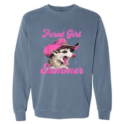 Feral Girl Summer Opossum Funny Vintage Garment-Dyed Sweatshirt