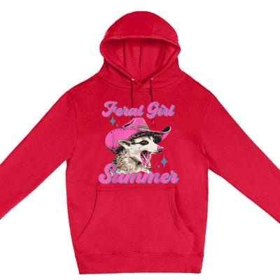 Feral Girl Summer Opossum Funny Vintage Premium Pullover Hoodie