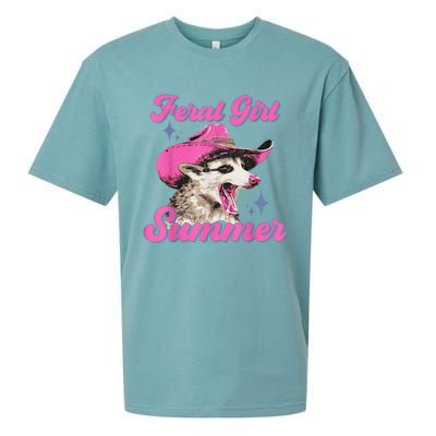 Feral Girl Summer Opossum Funny Vintage Sueded Cloud Jersey T-Shirt