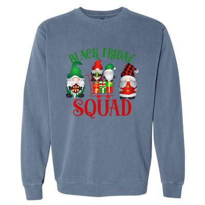 Friday Gnome Shopping Squad Black Family Christmas Gnomies Garment-Dyed Sweatshirt