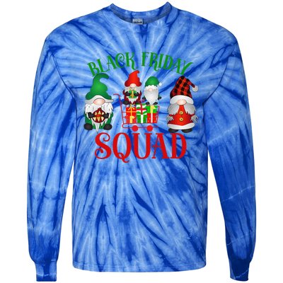 Friday Gnome Shopping Squad Black Family Christmas Gnomies Tie-Dye Long Sleeve Shirt