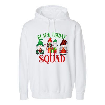 Friday Gnome Shopping Squad Black Family Christmas Gnomies Garment-Dyed Fleece Hoodie