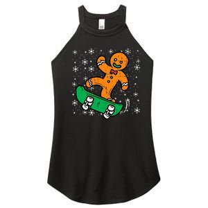 Festive Gingerbread Skateboard Holiday Women's Perfect Tri Rocker Tank