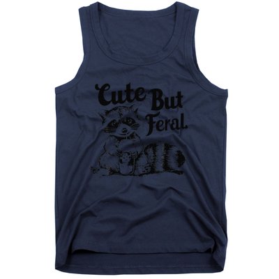 Feral Girl Summer Funny Meme Cute But Feral Raccoon Vacation Tank Top