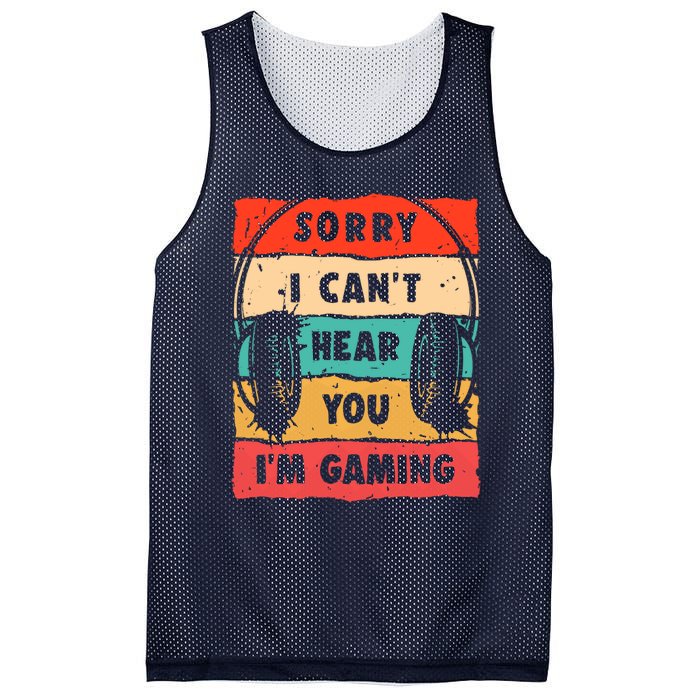 Funny Gamer Sorry I Can't Hear You I'm Gaming Mesh Reversible Basketball Jersey Tank