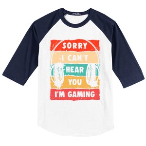 Funny Gamer Sorry I Can't Hear You I'm Gaming Baseball Sleeve Shirt