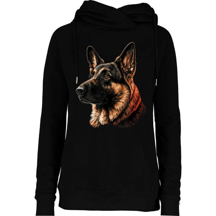 Funny German Shepherd Dog Womens Funnel Neck Pullover Hood