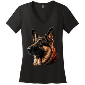 Funny German Shepherd Dog Women's V-Neck T-Shirt