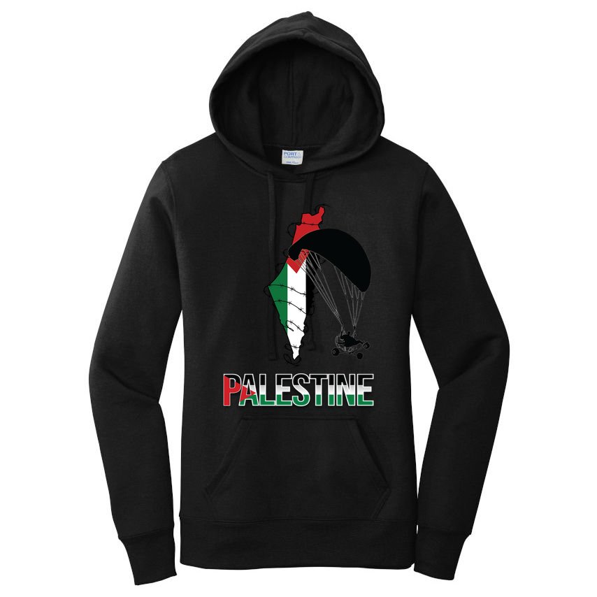 Free Gaza Support Palestine Strong Flag Love Paramotor Gift Women's Pullover Hoodie