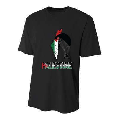 Free Gaza Support Palestine Strong Flag Love Paramotor Gift Youth Performance Sprint T-Shirt