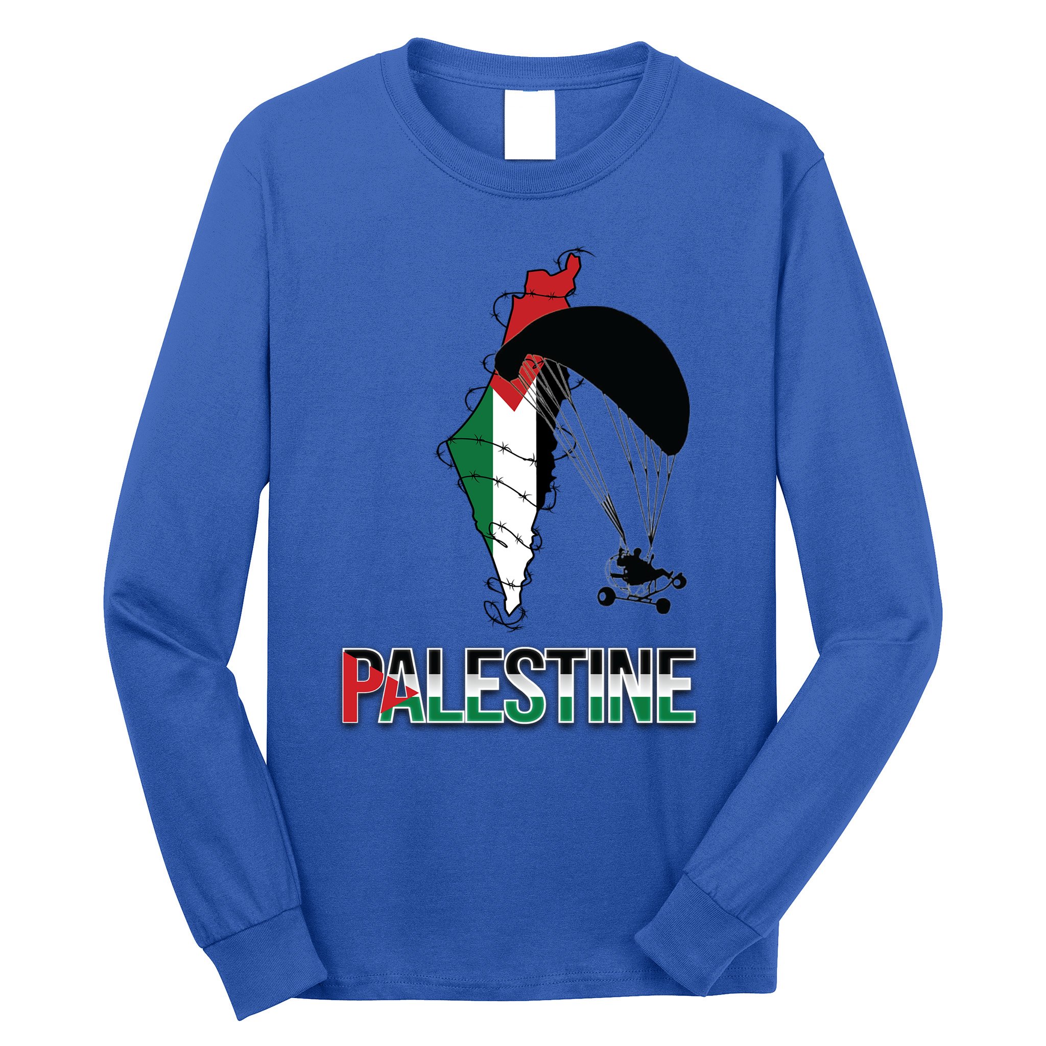Free Gaza Support Palestine Strong Flag Love Paramotor Gift Long Sleeve Shirt