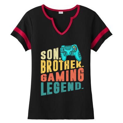 Funny Gamer Son Big Brother Gaming Legend Gift Boys Teenager Ladies Halftime Notch Neck Tee