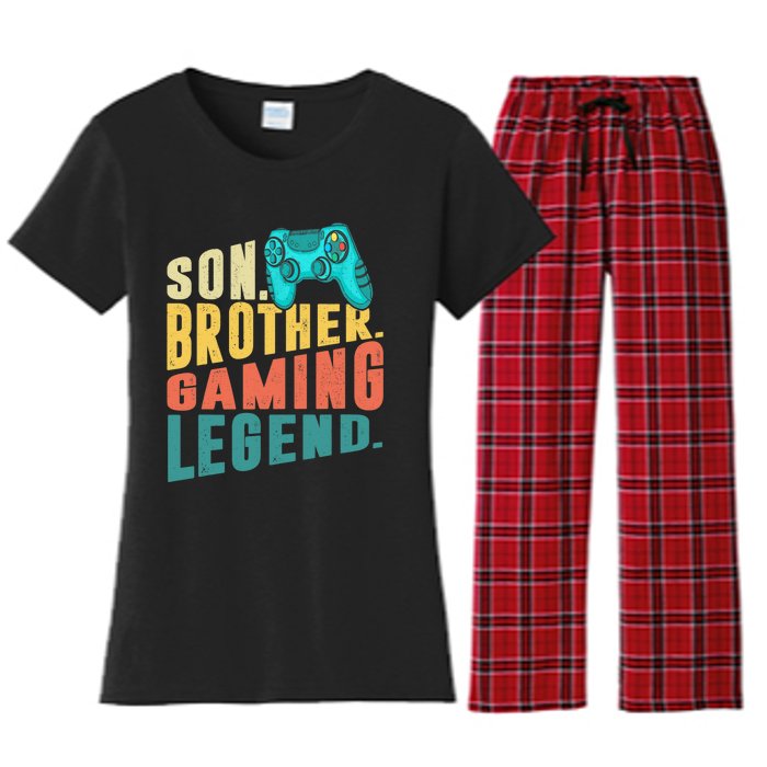 Funny Gamer Son Big Brother Gaming Legend Gift Boys Teenager Women's Flannel Pajama Set