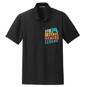 Funny Gamer Son Big Brother Gaming Legend Gift Boys Teenager Dry Zone Grid Polo