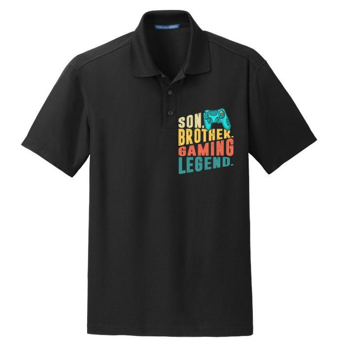 Funny Gamer Son Big Brother Gaming Legend Gift Boys Teenager Dry Zone Grid Polo