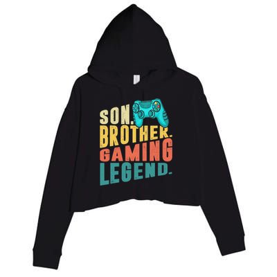 Funny Gamer Son Big Brother Gaming Legend Gift Boys Teenager Crop Fleece Hoodie