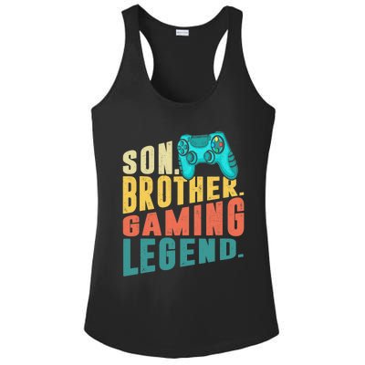 Funny Gamer Son Big Brother Gaming Legend Gift Boys Teenager Ladies PosiCharge Competitor Racerback Tank