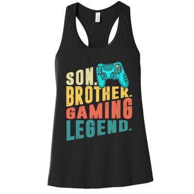 Funny Gamer Son Big Brother Gaming Legend Gift Boys Teenager Women's Racerback Tank