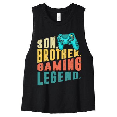 Funny Gamer Son Big Brother Gaming Legend Gift Boys Teenager Women's Racerback Cropped Tank