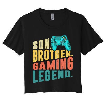 Funny Gamer Son Big Brother Gaming Legend Gift Boys Teenager Women's Crop Top Tee