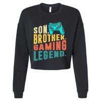 Funny Gamer Son Big Brother Gaming Legend Gift Boys Teenager Cropped Pullover Crew