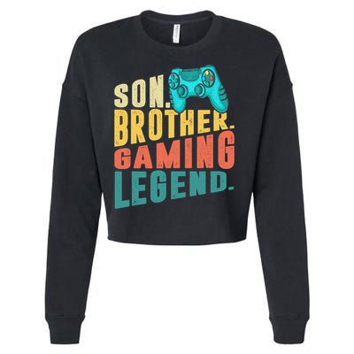 Funny Gamer Son Big Brother Gaming Legend Gift Boys Teenager Cropped Pullover Crew