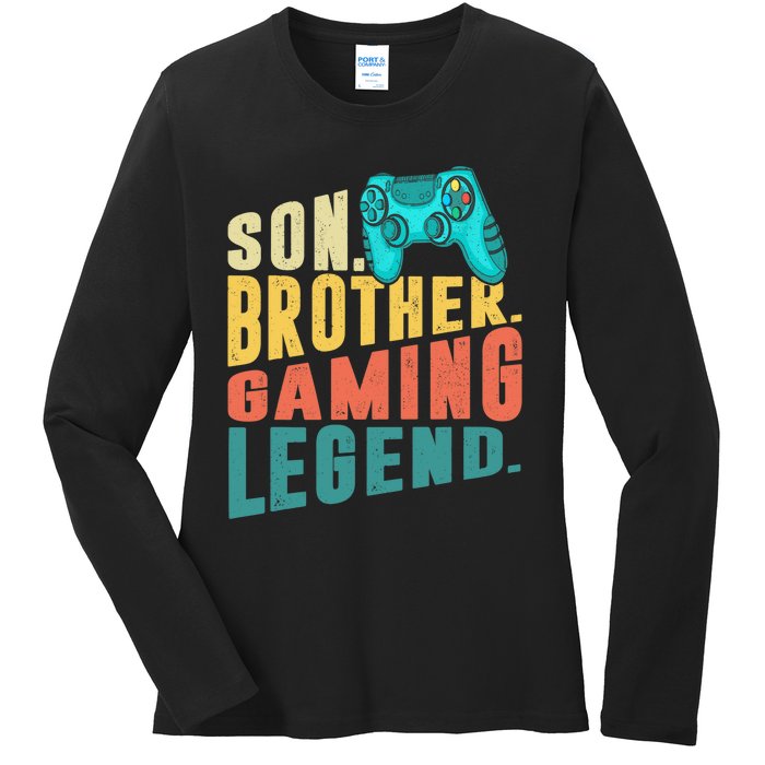 Funny Gamer Son Big Brother Gaming Legend Gift Boys Teenager Ladies Long Sleeve Shirt