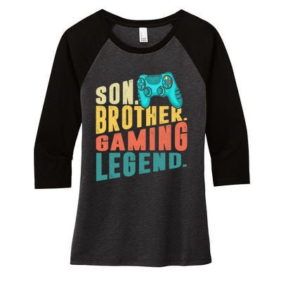 Funny Gamer Son Big Brother Gaming Legend Gift Boys Teenager Women's Tri-Blend 3/4-Sleeve Raglan Shirt