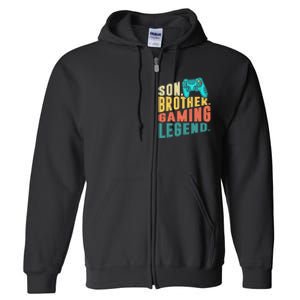 Funny Gamer Son Big Brother Gaming Legend Gift Boys Teenager Full Zip Hoodie