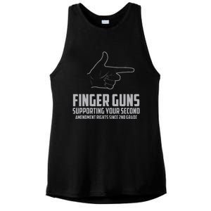 Finger Guns Supporting Your 2nd Amendment Rights Ladies PosiCharge Tri-Blend Wicking Tank