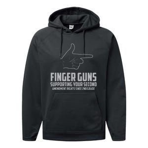 Finger Guns Supporting Your 2nd Amendment Rights Performance Fleece Hoodie